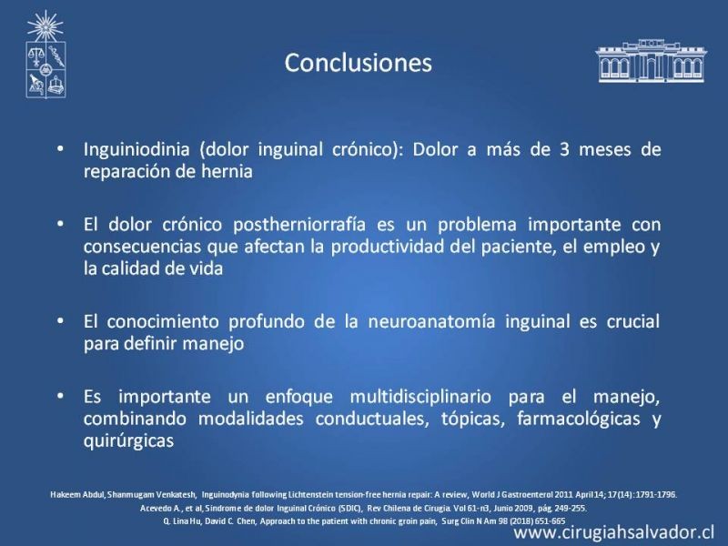 Diapositiva 32 de Manejo de Inguinodinia post Hernioplastía Inguinal