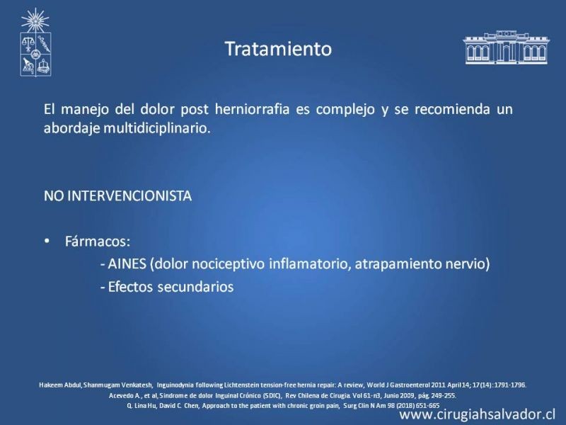 Diapositiva 17 de Manejo de Inguinodinia post Hernioplastía Inguinal