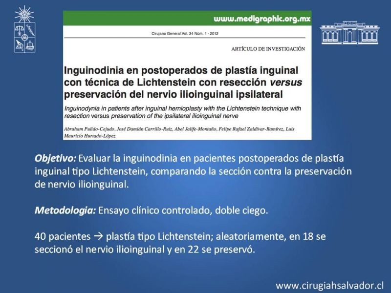 Diapositiva 28 de Manejo de Inguinodinia post Hernioplastía Inguinal