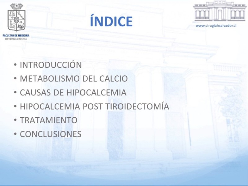 Diapositiva 1 de Hipocalcemia post Tiroidectomía