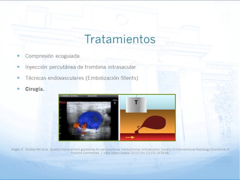 Diapositiva 13 de Manejo quirúrgico del pseudoaneurisma de extremidades