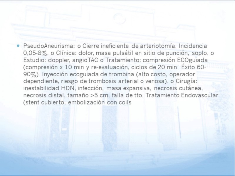 Diapositiva 33 de Manejo quirúrgico del pseudoaneurisma de extremidades