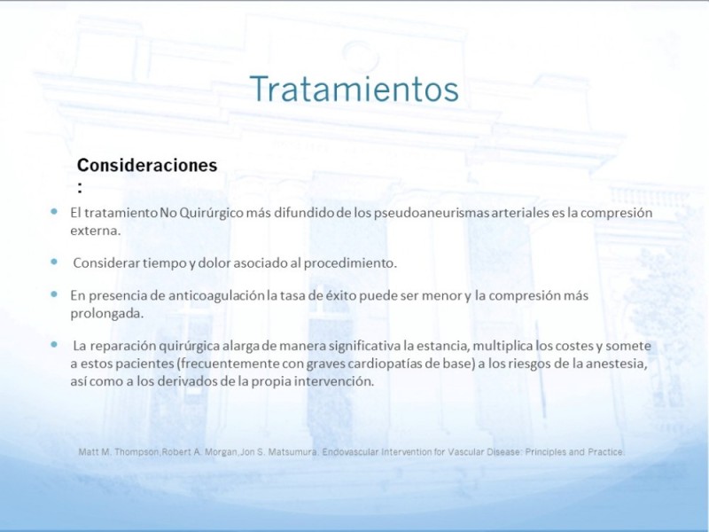 Diapositiva 15 de Manejo quirúrgico del pseudoaneurisma de extremidades