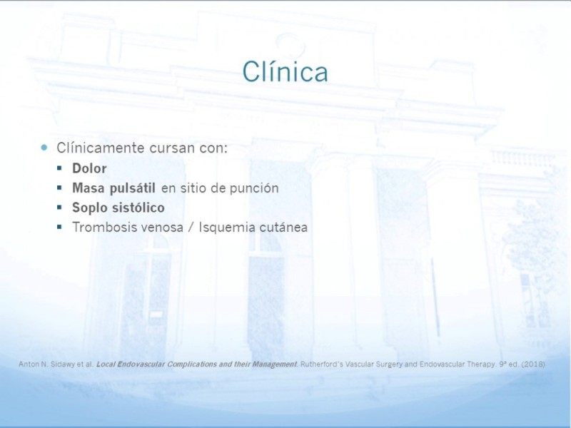 Diapositiva 7 de Manejo quirúrgico del pseudoaneurisma de extremidades