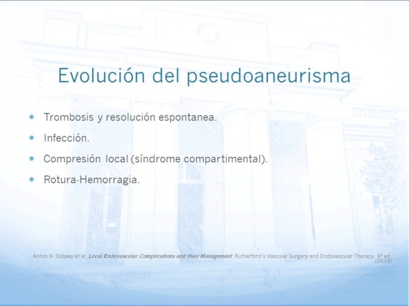 Diapositiva 11 de Manejo quirúrgico del pseudoaneurisma de extremidades