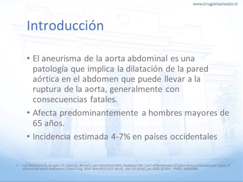 Diapositiva 1 de Aneurisma Aorta Abdominal: Abordaje infrarrenal - clamp supracelíaco